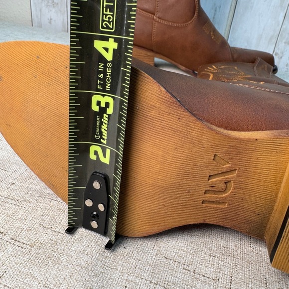 IUV Brown Faux Leather Western Cowboy Boots Women's 6 Embroidered Pull On - Picture 9 of 9